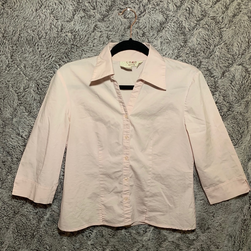 Baby pink collared button down